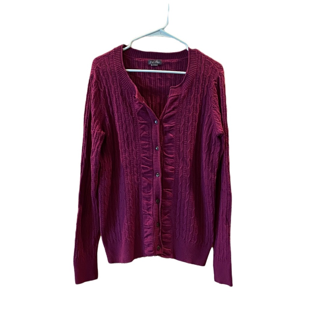 Eddie Bauer Purple Cable-knit Cardigan